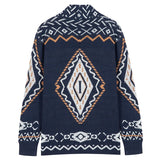Winter Clothing Men's Luxury Graphic Knitwear Knitted Cardigan Sweater Leisure Long Sleeve Streetwear Lapel Vintage Coat