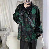 FOESCE Korean Fashion Long Sleeve Men Streetwear All-match Handsome Stylish Teens Shirt Spring Retro Temperament Hawaiian Men's Shirts