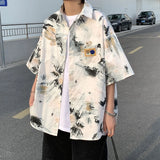 FOESCE 2025 Instagram Pi Shuai Tie Dyed Shirt for Boys, Unique Design, Summer Short sleeved Coat, Cityboy Large Shirt camisas feminina