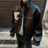 FOESCE American Street Fashion Handsome High-Grade Pu Leather Jacket Men 2025 Spring Autumn New Trend Loose Baseball Uniform Y2k Jacket