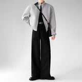 FOESCE Men Imitation Wool Three-Dimensional Stitching Business Casual Trousers Plain Classic Luxury Pants Old Money Men'S Clothing 2025