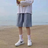 FOESCE Japanese Style Men's Straight-Leg Denim Shorts Summer Thin Version Loose-Fit Mid-Length Wide-Leg Casual Five-Piece Pants