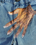 Hip Hop Hand Print Baggy Jeans For Men Vintage Streetwear Slouchy 2000s High Street Y2K Jeans Wide Leg Pants Denim Men Clothing