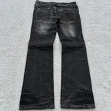 FOESCE Y2K Washed Jeans Gothic Retro Micro Flared Double Waisted Lace Up Pants Men Women Streetwear High Quality Design Sense Trousers