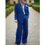 FOESCE Men's Striped Suit Two Piece Suit Elegant Fashion Suit Casual Fashion Work Wear Party Dress Men's Commuter Wear Men's Clothing