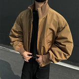 FOESCE Autumn Winter Cotton Padded Jacket Men Stand Collar Warm Comfortable Thick Bomber Jacket Mens Casual Zip Up Short Jacket
