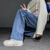 FOESCE Summer thin men's fashion famous brand versatile loose straight Summer wide leg pants clothes streetwear hiphop denim New 2025