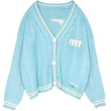 FOESCE 2025 Europe and the United States star with autumn and winter new style sweater embroidered cardigan temperament bright color ca