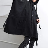 FOESCE Mens Dark Style Mid-Length Casual Hooded Cape Autumn And Winter Genderless Fashion Retro Loose Solid Color Shawl Cape Unisex