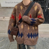 Men's Luxury Knitted Graphic Buttons Cardigan Sweater Coat Long Sleeve Casual Streetwear Stylish Leisure Vintage 2024 New