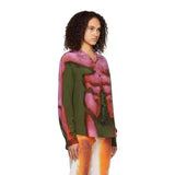 FOESCE Gradient Color Human Body Image Print Patchwork Shirts for Men and Women Streetwear Baggy Camisas Ropa Hombre Y2k Clothing