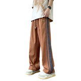 Autumn Men Pants Streetwear Side Stripe Trousers Men's Loose Straight Slit Wide Leg Pants Large Size High Street Sweatpants