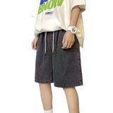 FOESCE Japanese Style Men's Straight-Leg Denim Shorts Summer Thin Version Loose-Fit Mid-Length Wide-Leg Casual Five-Piece Pants