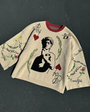 FOESCE New Autumn and Winter Jumper Oversized Pattern Sweater Women Harajuku Gothic Long Sleeved Men Sweaters Pullover Round Neck Tops