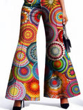FOESCE Women's High Waist Pattern Print Flare Leggings Slim Bodycon Trousers Fashion Club Pants Streetwear for Summer Autumn