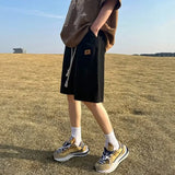 FOESCE Men Basic Loose Outdoor Sports Casual Shorts Male Daily Knee Lenght Denim Short Pants Straight Wide Leg Wash Summer Short Jeans