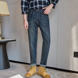 FOESCE 2025 Spring Jeans Men's High quality Classic Slim Straight Trousers Fashion Stretch Cotton Casual Denim Pants Brand Clothes