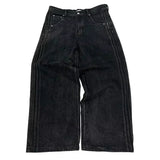 FOESCE Y2K baggy men Jeans NEW Splicing embroidery Striped high quality Jeans Harajuku men women Hip Hop streetwear Casual Loose jeans
