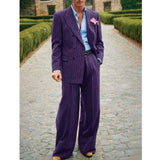 FOESCE Men's Striped Suit Two Piece Suit Elegant Fashion Suit Casual Fashion Work Wear Party Dress Men's Commuter Wear Men's Clothing