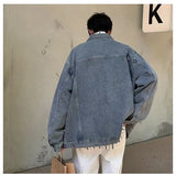 FOESCE American Retro Denim Jackets for Men Autumn Korean Fashion Harajuku Loose Men's Jacket Coats Y2k Hip Hop Gothic Streetwear