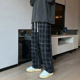 Foesce Men Checkered Casual Pants Loose Straight Corduroy Pants Sweatpants Man Fashion Streetwear Spring New Hip Hop Trousers