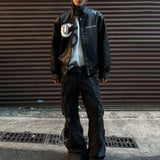 FOESCE American Street Fashion Handsome High-Grade Pu Leather Jacket Men 2025 Spring Autumn New Trend Loose Baseball Uniform Y2k Jacket