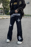 FOESCE Fashionable American street letter embroidery straight tube loose denim pants for men and women high street trendy casual pants