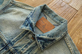 FOESCE Sauce Zhan Mans Denim Jacket Destroy Wash Distressed Selvedge Ripped Jean Jacket Men 14.5 Oz Loose Fit