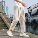 FOESCE Linen Wide Men Pants New Korean Trousers Oversize Linens Streetwear Male Spring Summer Pants Casual Men Clothing Sweatpants