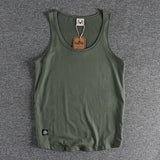 FOESCE Summer New American Sleeveless O-neck Solid Color T-shirt Men's Fashion 100% Cotton Washed Casual Sports Fitness Basketball Vest