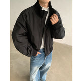 FOESCE Autumn Winter Cotton Padded Jacket Men Stand Collar Warm Comfortable Thick Bomber Jacket Mens Casual Zip Up Short Jacket
