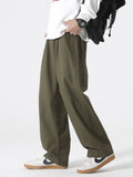 Foesce 2024 New Summer Men's Pants Korean Fashion Wide Leg Slacks Breathable Cotton Straight Cargo Pants Men Casual Loose Trousers