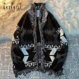 FOESCE Vintage Knitted Cardigan Sweater Men's Loose Street Cat Whiskers National China-Chic Brand Lazy Style V-neck Coat