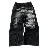 FOESCE Y2K men Jeans gothic American Pattern letter jeans vintage Casual men women Harajuku Fashion streetwear Hip Hop wide leg jeans