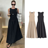 FOESCE Dresses Summer Women's 2025 New Chic Slim Simple Elegant Holiday Dress Street Women's Comfortable Youth Dress