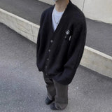FOESCE Mens Sweater Brooch Casual Knitwear Streetwear Fashion Youth Campus Versatile Valentines Cardigan Old Money Men'S Clothing 2025