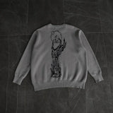 FOESCE Fashionable men's and women's new Gothic Y2K retro knitted street top Harajuku pullover punk EMO hip-hop sweater