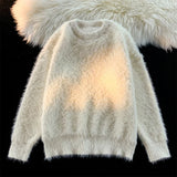 FOESCE 2025 High-End Pure Mink Cashmere Men's Sweater O-Neck Pullover Knitted Sweater Winter New Fashion Long Sleeve Knitwear E64