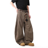 FOESCE Unisex Brown Loose Fit Wide Leg Casual Pants Sportswear Lounge Joggers Street Fashion Athleisure Trendy Stylish Design Comfort