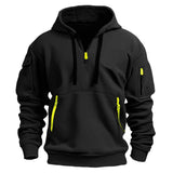 FOESCE 2025 New Multi Pocket Zipper Fleece Hooded Casual Shirt for Men and Women Plus Size Loose Pullover Fashion Sweatshirt top