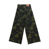 FOESCE Color Match Multi-pockets Camouflage Cargo Pants for Men and Women Streetwear Patchwork Baggy Overalls Wide Leg Loose Trousers