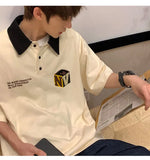 FOESCE Lapel short sleeve t-shirt men's fashion brand trend loose and versatile polo shirt men in summer high sense niche design half