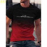 FOESCE Fashion Summer 3D Stripe Letter Print Men's T Shirt Hip Hop Trend Harajuku Streetwear Casual O-neck Oversized T-shirts Men Tops