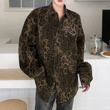 Leopard Casual Men's Shirts Social Shirts For Men Clothing Long Sleeve Printed Shirt Man Top Cool Things 3XL 2024 Autumn New