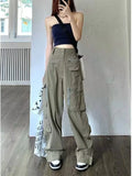 FOESCE American workwear casual pants for women in spring and autumn, loose straight leg design, spicy girl, high waist, floor length,