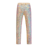 FOESCE Gold Men's Shiny Sequin Suit Pants,Wedding Party Dress Trousers,Fashion Slim Pant,Asian Sizes M-5XL,6XL