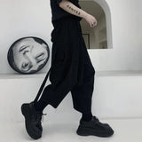 FOESCE Y2k Gothic Style Big Pocket Ribbon Harem Pants 2025 New Fashion Personality Daily Casual Dark Style Eight-Point Trousers Unisex
