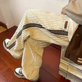 Korean corduroy pants for men in spring and autumn, loose straight wide-leg trendy and versatile casual trousers korean  pants