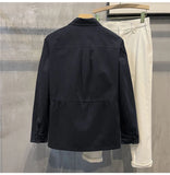 FOESCE Autumn Winter Vintage Workwear Jackets For Men Multi Pocket Slim Fit Coat British Style Fashion Tops Windbreaker Streetwear