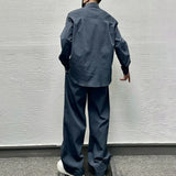 FOESCE Mens Casual Shirt Wide-Leg Pants Suit 2025 New Genderless Fashion Trend Vacation Solid Color Loose Simple Two-Piece Set Unisex